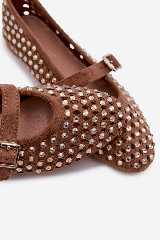 Balerinos Moteriškas su aužūro elementais su tviskančiomis akutėmis I Juostelėsem rudos spalvos INilvessa