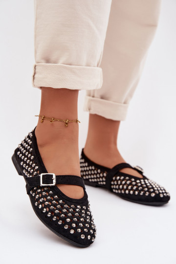 Balerinos Moteriškas su aužūro elementais su tviskančiomis akutėmis I Juostelėsem juodos spalvos INilvessa