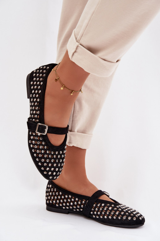 Balerinos Moteriškas su aužūro elementais su tviskančiomis akutėmis I Juostelėsem juodos spalvos INilvessa