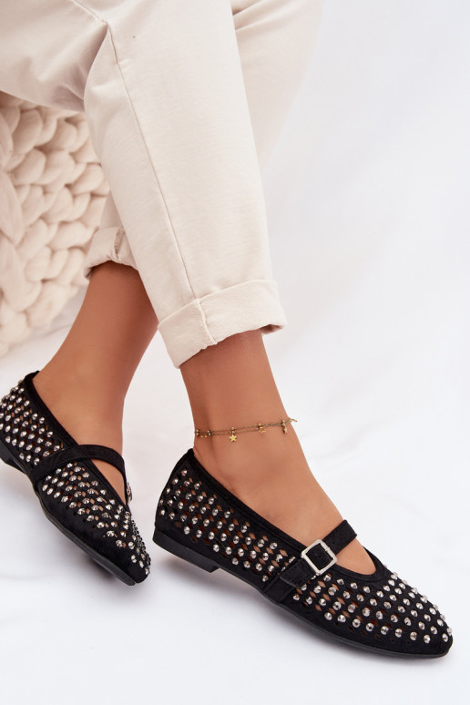 Balerinos Moteriškas su aužūro elementais su tviskančiomis akutėmis I Juostelėsem juodos spalvos INilvessa