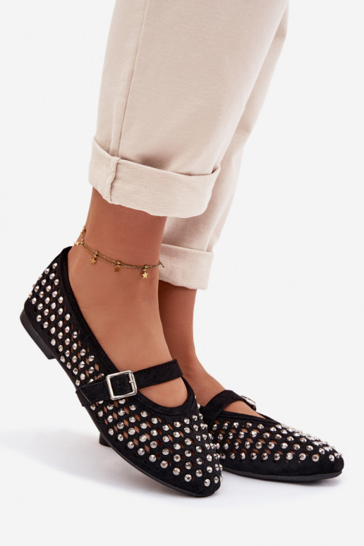 Balerinos Moteriškas su aužūro elementais su tviskančiomis akutėmis I Juostelėsem juodos spalvos INilvessa