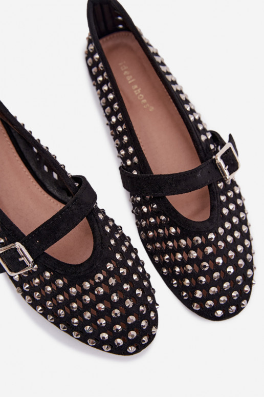 Balerinos Moteriškas su aužūro elementais su tviskančiomis akutėmis I Juostelėsem juodos spalvos INilvessa