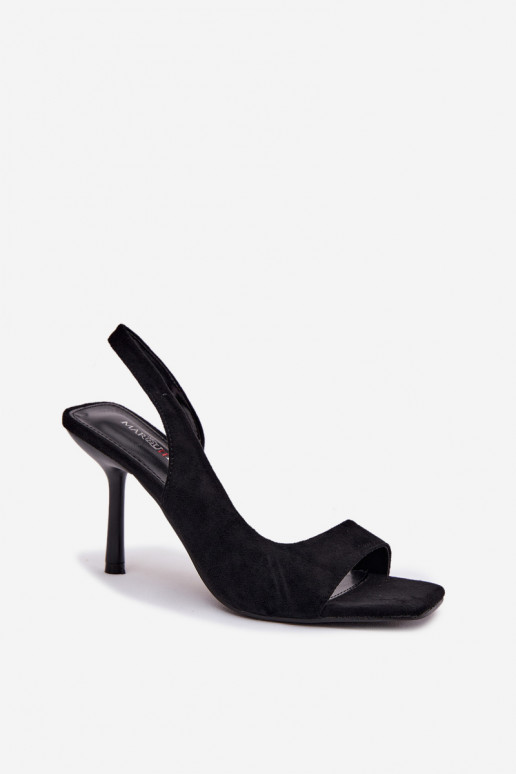 Moteriškos basutės su plonais kulniukaissuiš eko zomšosu juodos spalvos Calvoria