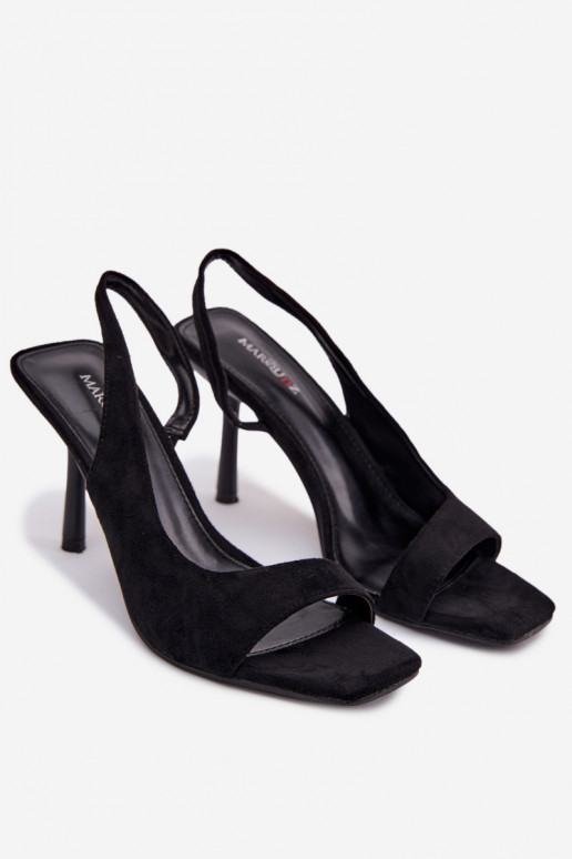 Moteriškos basutės su plonais kulniukaissuiš eko zomšosu juodos spalvos Calvoria