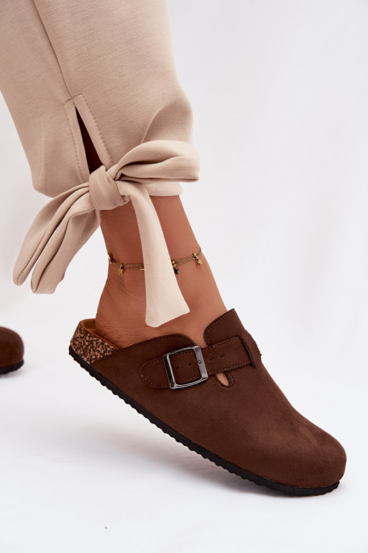 Šlepetės Klumpės Moteriškas su sagtimis CzekoladoĮe Delirisse