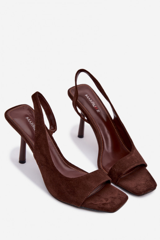 Moteriškos basutės su plonais kulniukaissuiš eko zomšosu CzekoladoĮe Calvoria