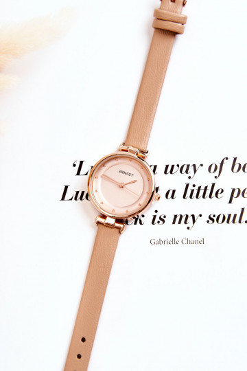 Moteriškas analogas Laikrodis Ernest dramblio kaulo spalvos