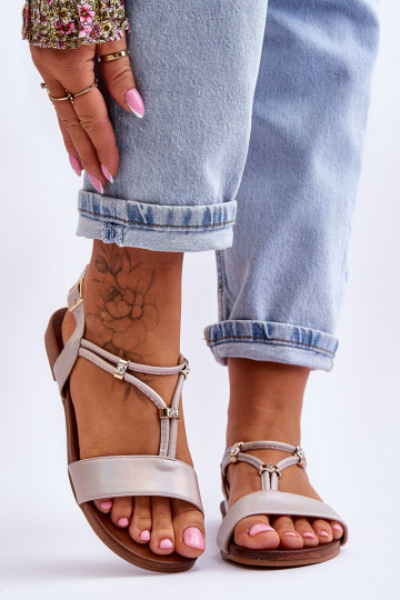 Lygiapadės basutės moterims S.Barski KV-541-120 aukso spalvos