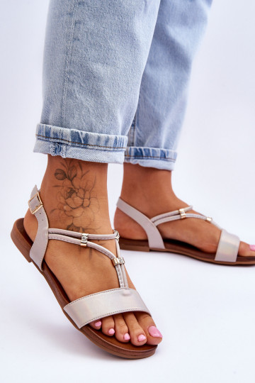 Lygiapadės basutės moterims S.Barski KV-541-120 aukso spalvos 2