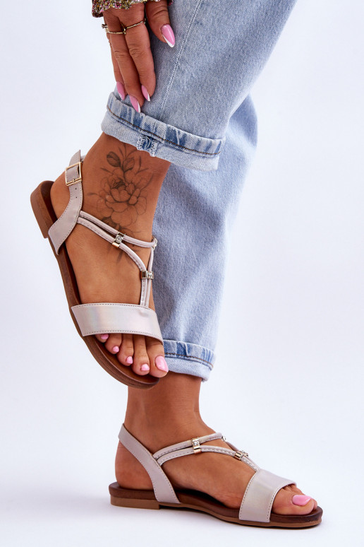 Lygiapadės basutės moterims S.Barski KV-541-120 aukso spalvos