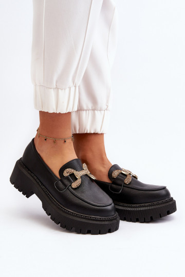 moteriški mokasinai su ornamentais juodos spalvos Gargi 2