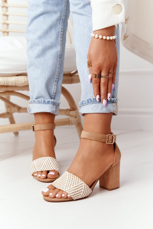 basutės Su Braid su kulniukais šviesiai rudos spalvos Honeymoon