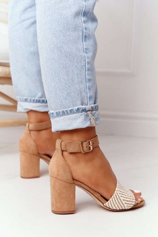 basutės Su Braid su kulniukais šviesiai rudos spalvos Honeymoon