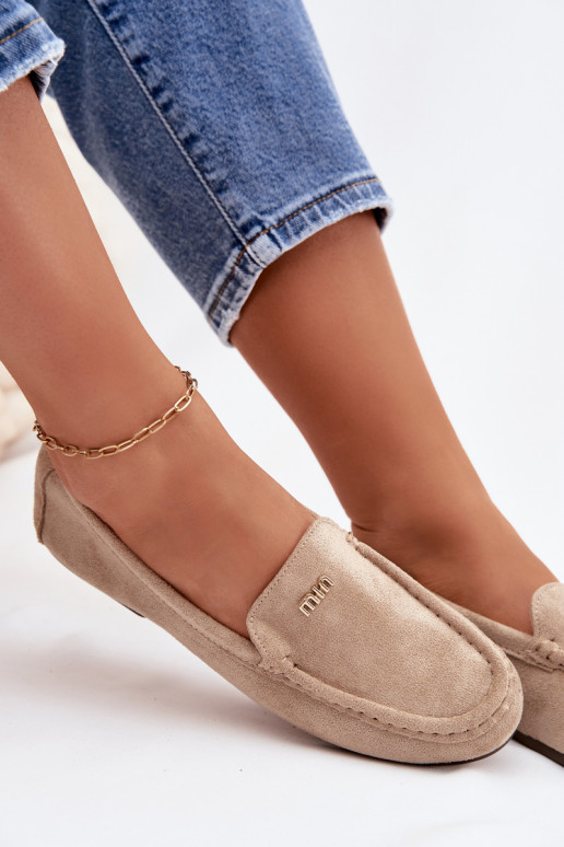 moteriški mokasinaisuTai turižam aukso spalvosm Detalem smėlio spalvos Sarivelle