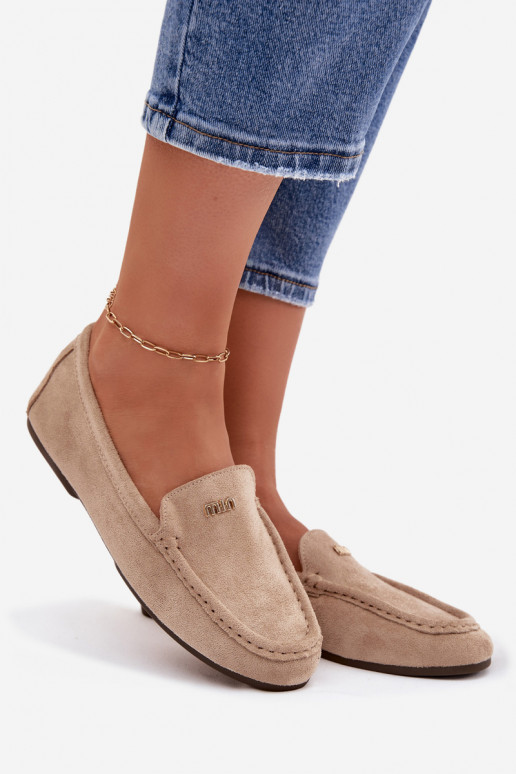 moteriški mokasinaisuTai turižam aukso spalvosm Detalem smėlio spalvos Sarivelle