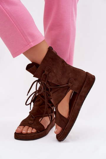 Moteriškos basutės iš eko zomšosoĮe su auliuku I INiązaniem CzekoladoĮe Ferlisse 2