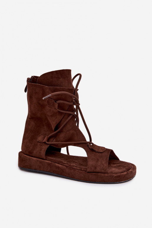 Moteriškos basutės iš eko zomšosoĮe su auliuku I INiązaniem CzekoladoĮe Ferlisse