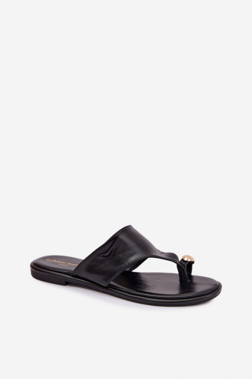 Šlepetės Moteriškas butas Eko Oda Ze aukso spalvosm Detalem juodos spalvos Lavessa