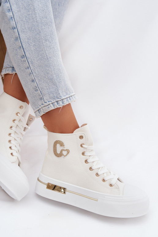 Baltos Meloria platforminės laisvalaikio basutės