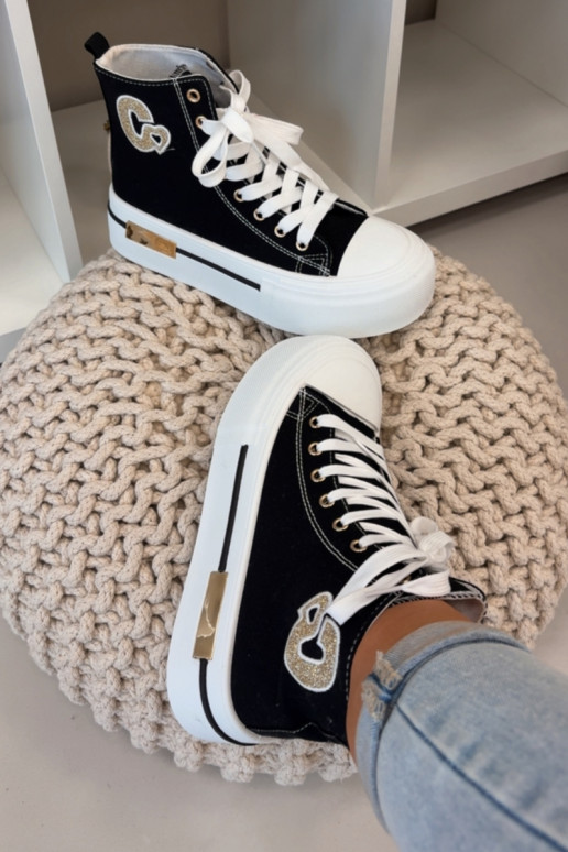 Juodos Meloria platforminės laisvalaikio basutės