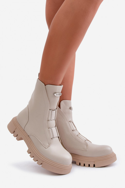 pašiltinti Darbiniai kulkšnies batai Moteriškas Į Pilį Eko Oda dramblio kaulo spalvos Tai turiilyra