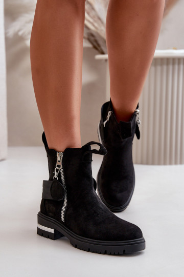 pašiltinti Moteriški aulinukai su užtrauktukais juodos spalvos Calvaro 2