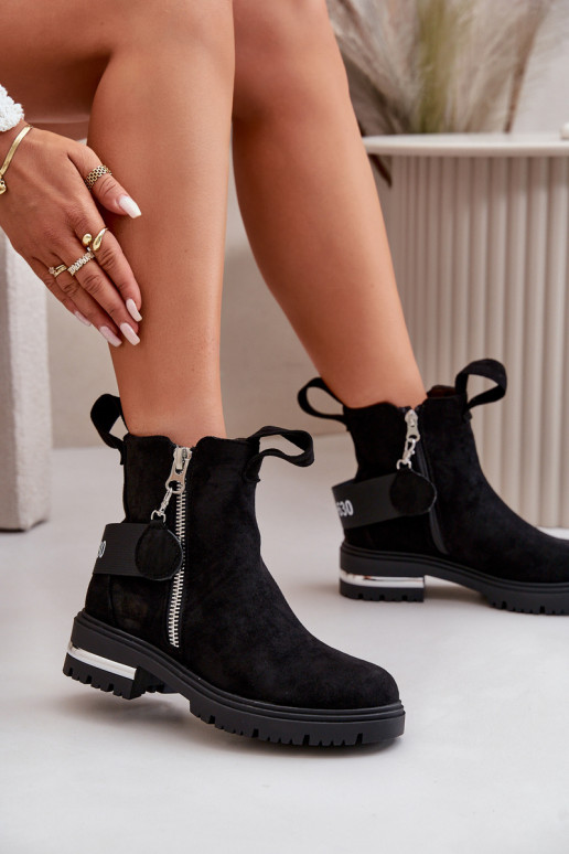 pašiltinti Moteriški aulinukai su užtrauktukais juodos spalvos Calvaro