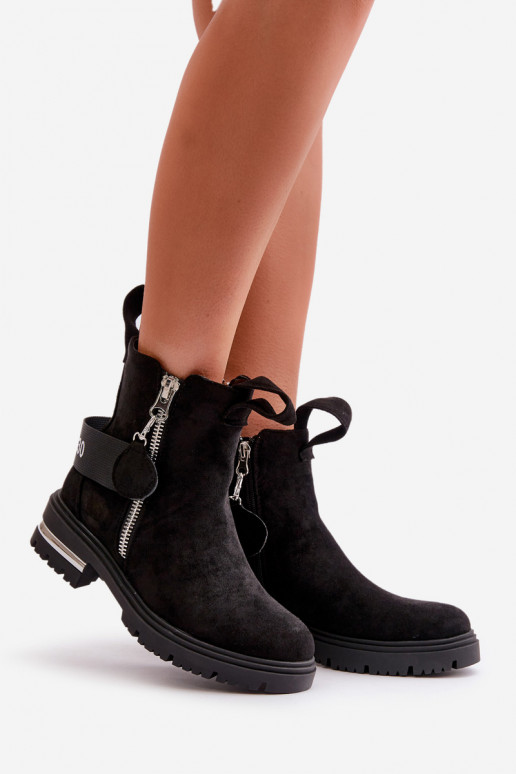 pašiltinti Moteriški aulinukai su užtrauktukais juodos spalvos Calvaro