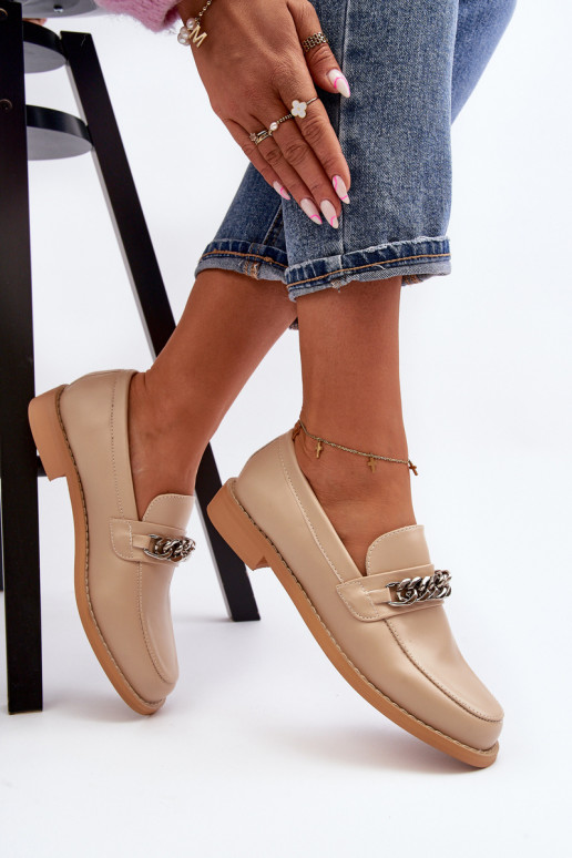 Moteriškas Eko Oda Mokasinai su grandinėlėmis smėlio spalvos Nohlies