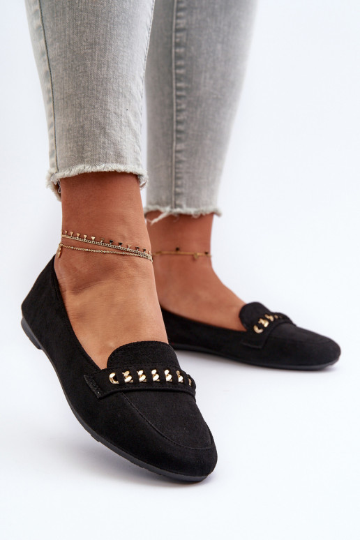 Blizgantys mokasinai Moteriškas su grandinėlėmis juodos spalvos Aredilla