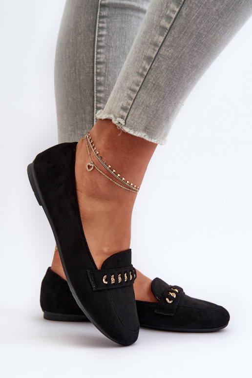 Blizgantys mokasinai Moteriškas su grandinėlėmis juodos spalvos Aredilla