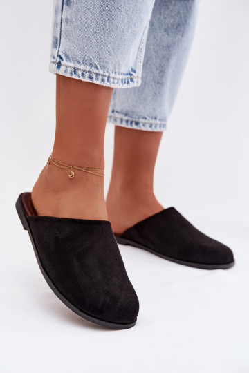 Šlepetės Moteriškas butassuiš eko zomšosu juodos spalvos Veronelle 2