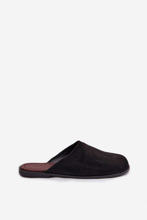 Šlepetės Moteriškas butassuiš eko zomšosu juodos spalvos Veronelle