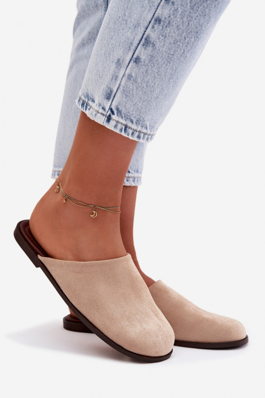 Šlepetės Moteriškas butassuiš eko zomšosu smėlio spalvos Veronelle