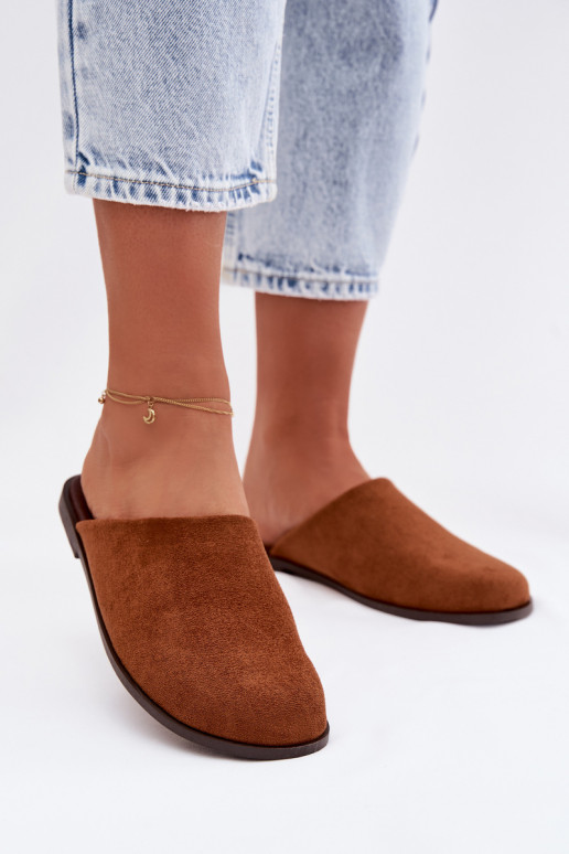 Šlepetės Moteriškas butassuiš eko zomšosu rudos spalvos Veronelle