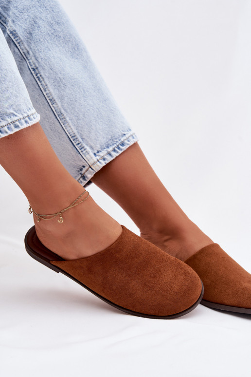 Šlepetės Moteriškas butassuiš eko zomšosu rudos spalvos Veronelle