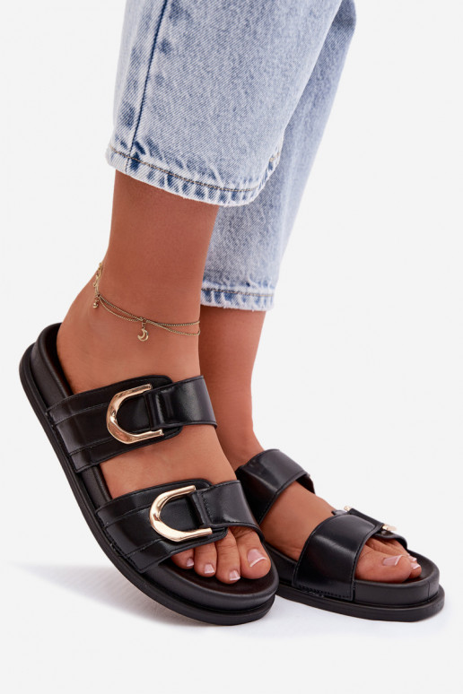 Eko Odinės šlepetės Moteriškas su juostelėmis juodos spalvos Rosinessa