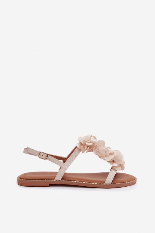 Lygiapadės basutės moterims Su puošniaisi su gėlių motyvaiskami dramblio kaulo spalvos Noemia