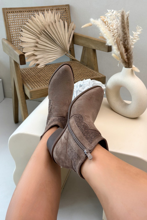 Ažūriniai aulinukai Moteriškas su kulniukais S.Barski HY61-8013 rudos spalvos