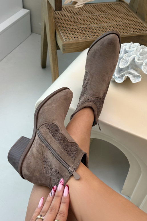 Ažūriniai aulinukai Moteriškas su kulniukais S.Barski HY61-8013 rudos spalvos