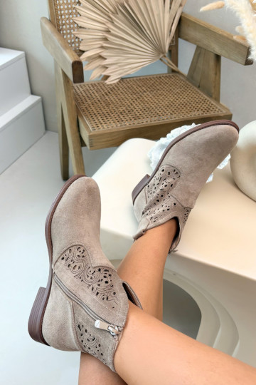 Ažūriniai aulinukai Moteriškas su plačiais kulniukais S.Barski HY61-8026 smėlio spalvos 2