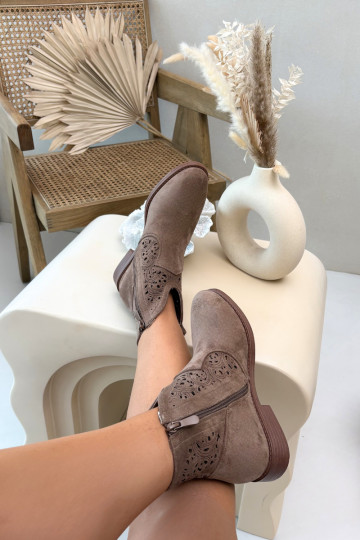 Ažūriniai aulinukai Moteriškas su plačiais kulniukais S.Barski HY61-8026 rudos spalvos 2