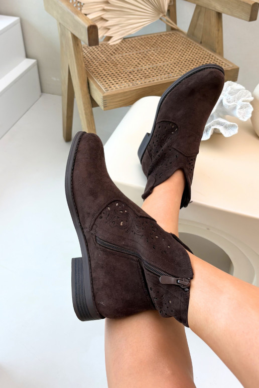 Ažūriniai aulinukai Moteriškas su plačiais kulniukais S.Barski HY61-8026 CzekoladoĮe