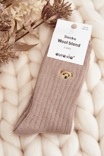 Moteriškas Storas Skarpety Su Meškiuku smėlio spalvos