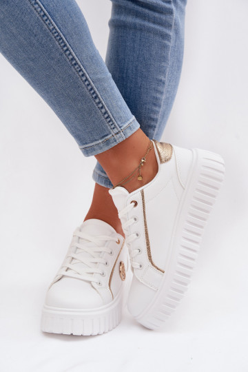 Sneakers modelio batai Moteriškas su platforma Su puošniais Detalem baltos spalvos Iselora