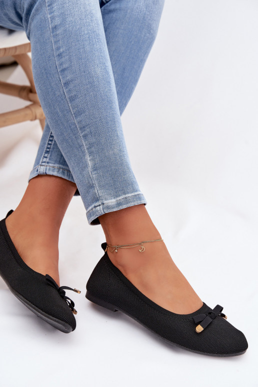 Balerinos su kaspinais juodos spalvos Amelivra