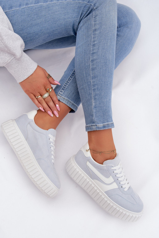 Sneakers modelio batai Moteriškas su platformasuiš eko zomšosu šviesiai mėlynos spalvos Cadrina