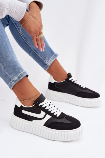 Sneakers modelio batai Moteriškas su platformasuiš eko zomšosu juodos spalvos Cadrina