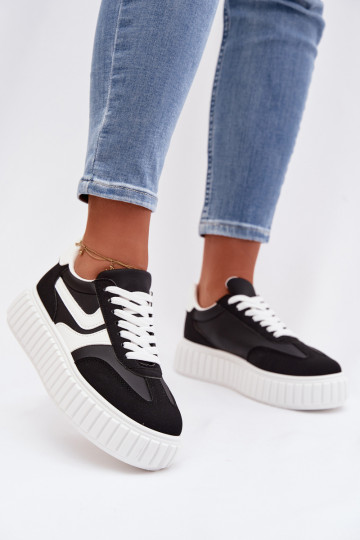 Sneakers modelio batai Moteriškas su platformasuiš eko zomšosu juodos spalvos Cadrina 2
