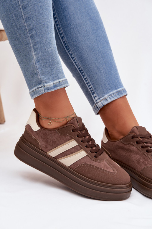 Sneakers modelio batai Moteriškas su platforma rudos spalvos Galleria